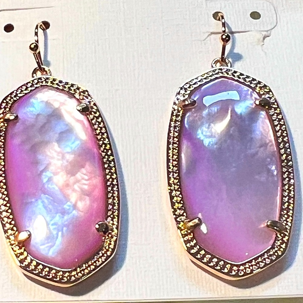 NWT Kendra Scott Elle Earrings Lavender Pearl & Rose Gold Rare & Retired GORG!
